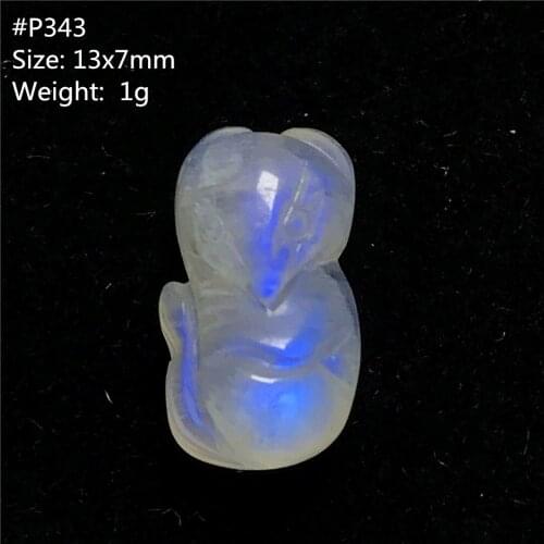 Top Natural Blue Light Moonstone Pendant For Women Man Fox Carved Crystal 13x7mm Beads Luck Love Healing Stone Jewelry AAAAA