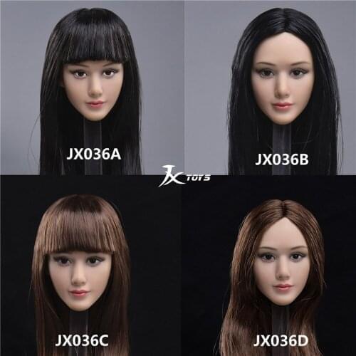In Stock JXTOYS-036 1/6 Scale Asian Beauty Girl Tan Skin Head Sculpt for 12'' Female Figure Doll Toy