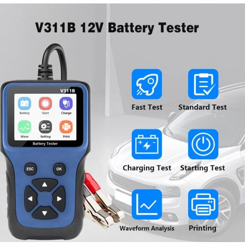 V311B 12V Car Bettery Tester Auto OBD Car Diagnostic Tool Automotive 12V Car Battery Analyzer Tool OBD 2 OBD2 Auto Code Reader