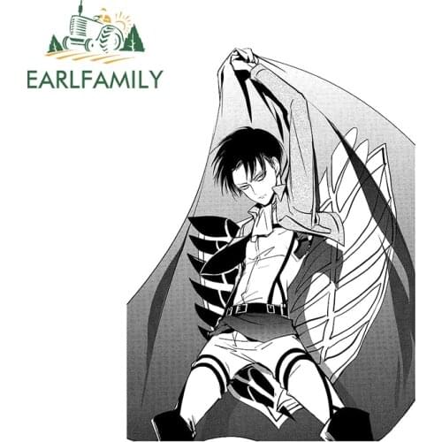 EARLFAMILY 13cm x 10cm for Attack On Titan Levi Cool Car Sticker Vinyl Waterproof Car Decal Anime Trunk Bumper Car Assessoires