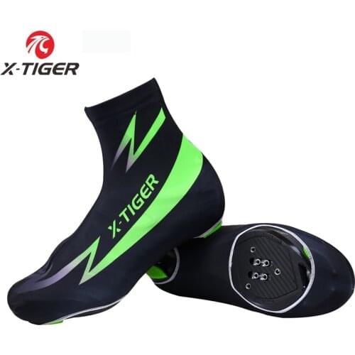 X-TIGER Flour Green Cycling Shoe Cover Mans Women Mountain Bike Shoe Covers Cycling Zippered Bicycle Overshoes Sportwear
