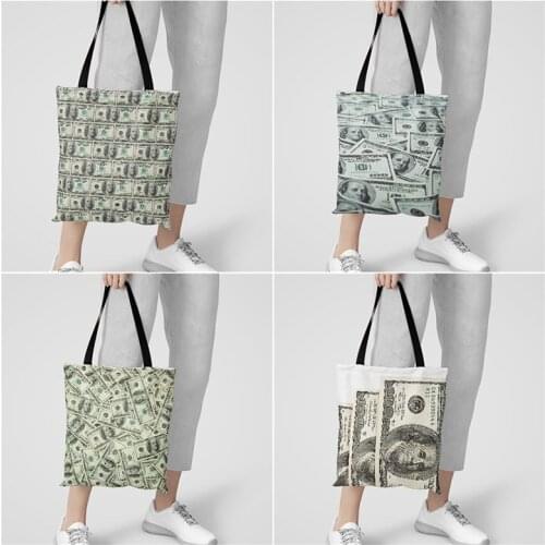 Dollar Character Pattern Women Shoulder Handbags Women Harajuku Shopper Handbag Fashion Shopping Bag Adult Travel Bags