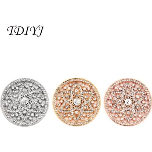 TDIYJ 6Pcs Top Fashion Bijoux Mixed My Coin 33mm Coin Disc with Sparkling Crystals for Frame Pendants for Women