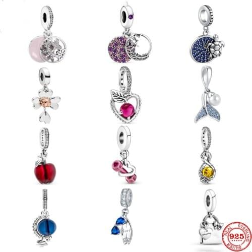 New 925 Silver Pendant Globe Apple Turtle Dragonfly Fit Pandora Original Bracelet Charms Beads For Women DIY Jewelry