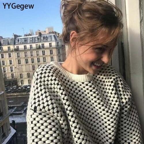 Autumn winter oversize thick dot cashmere sweater pullovers women long sleeve 2021 female casual warm sweater jumper