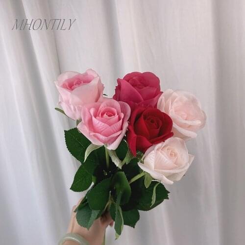 10Pcs Feel Real Touch Rose Artificial Flowers Decoration Home Garden Floral Wedding Decoration Bridal Bouquets Fake Roses