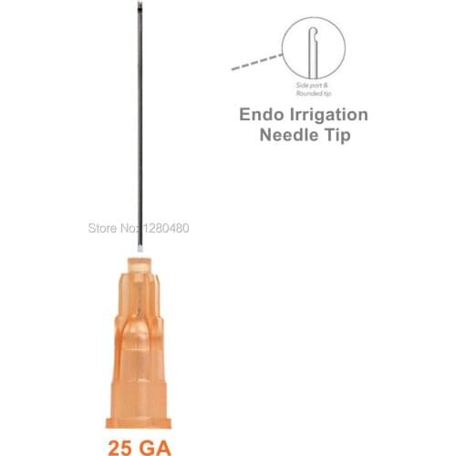 100 Pcs Dental Endo Irrigation Needle Tips Orange 25GA End Closed One Side Vented Hole Endo Syringe Dentist Products