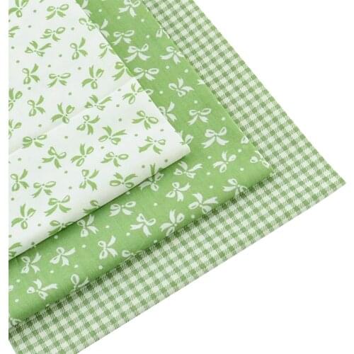 3 piece 40cmx50cm bow check Cotton Fabric fat quarter DIY Handmade Home textile Fabrics For Patchwork Cloth Dress Sofa Curtain