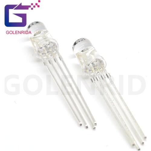 50pcs 5mm full-color LED RGB red, green and blue Four feet transparent highlight color Controllable seven lights Common anode