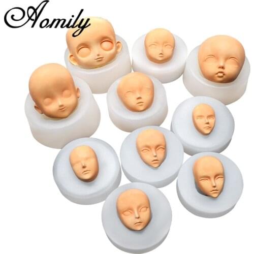 Aomily 10 Styles/Set Exquisite Face Shaped Silicone Molds Standard Proportion Handmade Fondant Cake Sugar Craft Chocolate Molds