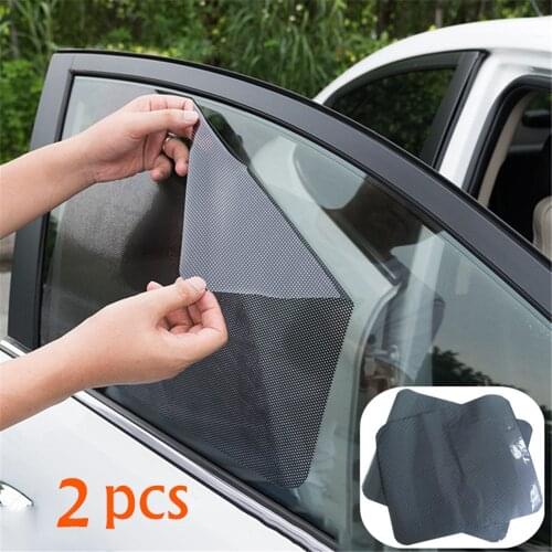 2pcs 42x38cm DIY Car Sun Shades Film Sun Protection Window Cover Black PVC Sunshade Side Window Shield with Small Holescar stick