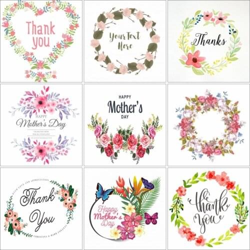 AZQSD 5D Diamond Painting New Arrivals Text Thank You Handmade Gift Diamond Embroidery Landscape Mosaic Home Decoration