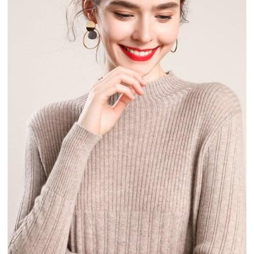 Beige wool cashmere sweaters women knitted turtleneck pull femme hiver slim oversized fashion autumn winter Thin warm