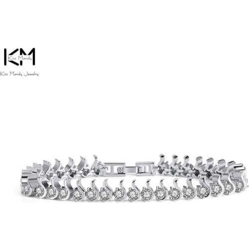 KISS MANDY Vintage Cubic Zirconia Iced Out Bracelet for Women Men Copper Bangle Brithday Gift Fashion 2021 Hip Hop Jewelry OB16