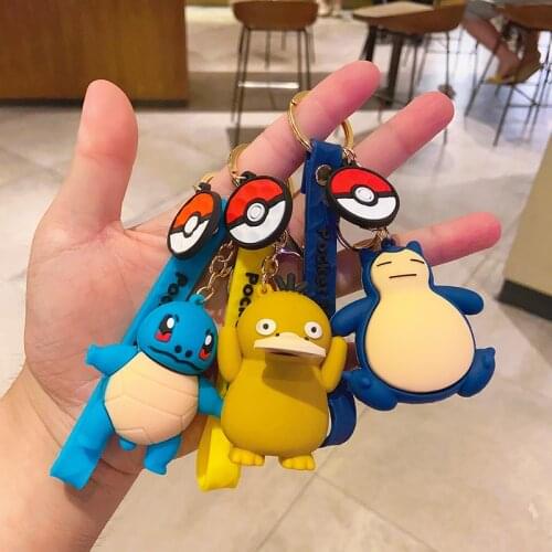 Pokemon Cartoon Pikachu Jenny Turtle Little Fire Dragon Doll keychain Cartoon bag pendant Cute key ring Childrens holiday gifts