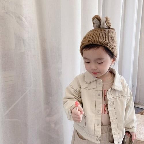 Childrens Jackets Autumn Winter New Kids Korean Solid Plus Velvet Coats Cotton Casual Lapel Warm Jackets For Boys Girls 2-6 Y