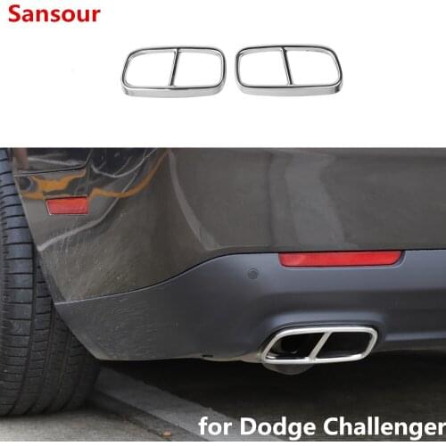 For Dodge Challenger 2015+ Car styling Rear Throat Exhaust Vent Tail Pipes Cover Muffler Tip Cover Garnish Trim Accessories