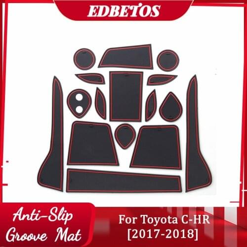 Newest Fit For Toyota CHR CH-R 2017 2018 2019 Anti-Slip Car Door Groove Mat Latex Non-Slip Mats Interior Cup Pad Car Styling
