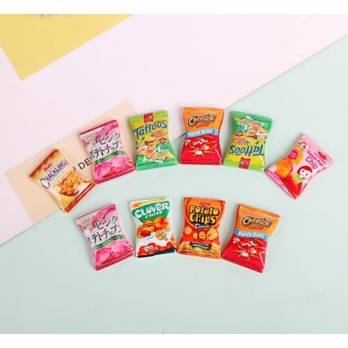 10pcs Pretend Play Toys Miniature Dollhouse Kitchen Food Mini Simullation Potato Chips Bottle for Mini Doll Toy