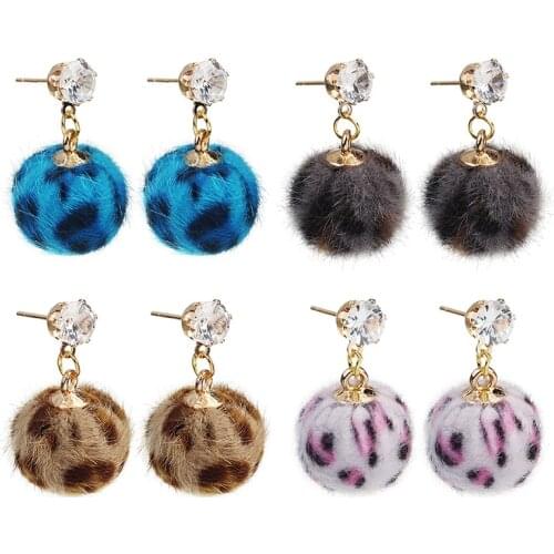 Delicate Crystal Drop Earrings Winter Trendy Cloth Pompon Flower Hairball Earrings For Girl Women Gifts