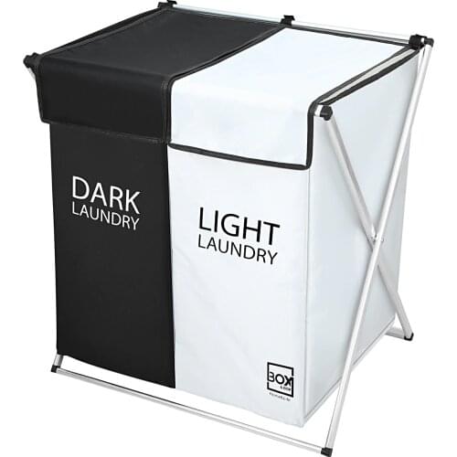 Foldable Dirty Laundry Basket Organizer Printed Collapsible Two Grid Home Laundry Hamper Sorter Laundry Basket Large Bathroom WC