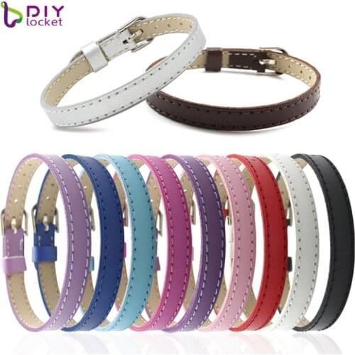 10PCS 8MM leather bracelet unisex for charms DIY wristband bracelets for women" Mix Color" Fit slide letter LSBR015*10