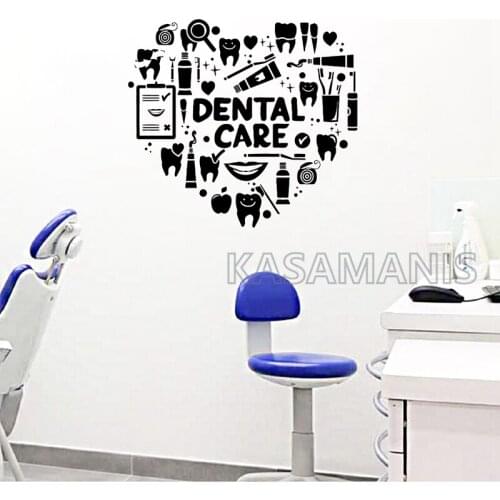 Creative Design Dental Care Signs Wall Art Decals Dental Clinic Decor Dentist Style Vinyl Wall Art Sticker Bathroom Wall Decor