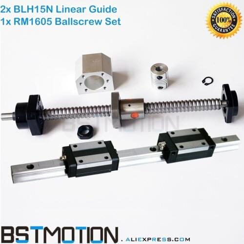 BLH15 15mm Linear Guide Carriage+ SFU1605 Ballscrew Assemble Set 300mm 400mm 500mm 600mm 700mm 800mm 900mm 1000mm 1500# HGH15CA