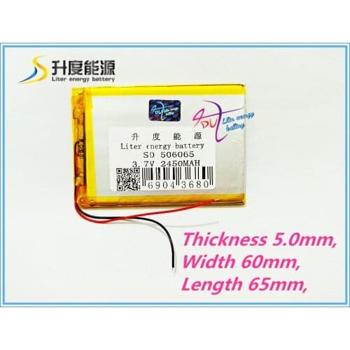 Best battery brand 3.7 V tablet battery 506065 't a MP5 GPS mobile power tablet 2450 mah tablet battery