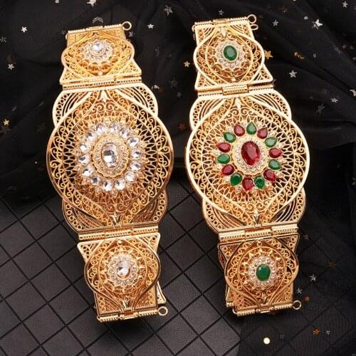 Morocco caften belt gold wedding jewelry hollowed-out metal gold-plated waist chain adjustable length dubai bijoux