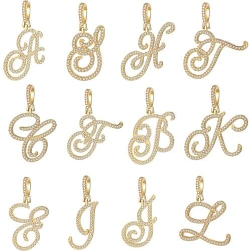 Trendy 26 Initial Copper Charm Letters Zircon Pendant For Women Alphabets Charms Earring Connectors for Jewelry Making Bracelet
