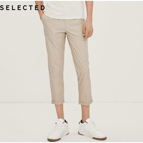 SELECTED Mens 100% Cotton Pure Color Textured Casual Crop Pants S|419314524