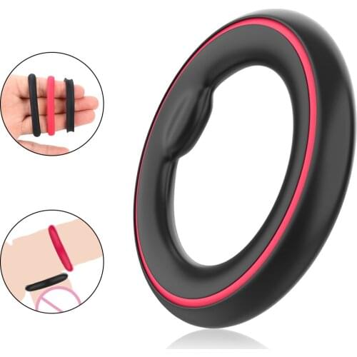 Male Enlargement Penis Ring Delay Ejaculation Extender Cock Ring Male Chastity Cage Device Sex Toys for Men 3 in 1 Silicone