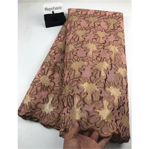 Newest style African Organza Lace Fabric 2019 organza lace fabric with sequins High Quality Fabric Lace Fabric For Party COP-001