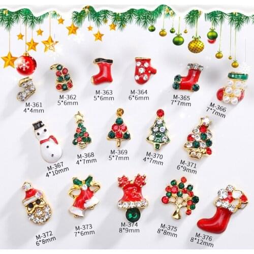 Factory wholesales 20pcs/bag metal Christmas series 3d rhinestone nail art decoration Snowman bell ongles for nails