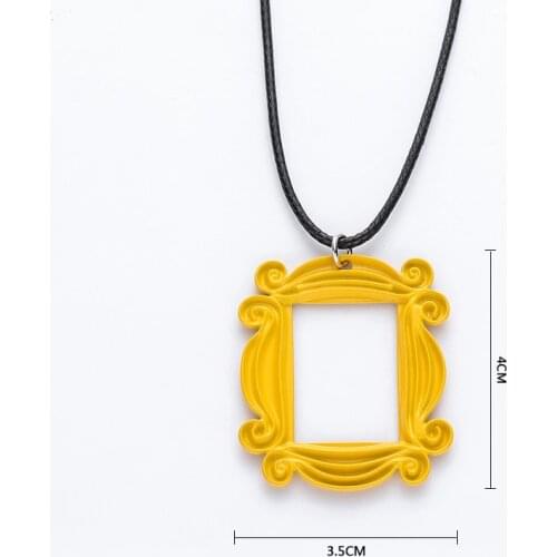 Harong Friends TV Show Necklace Peephole Frame Pendant Monicas Door Leather Long Necklace Women Accessories Best Friends Gift