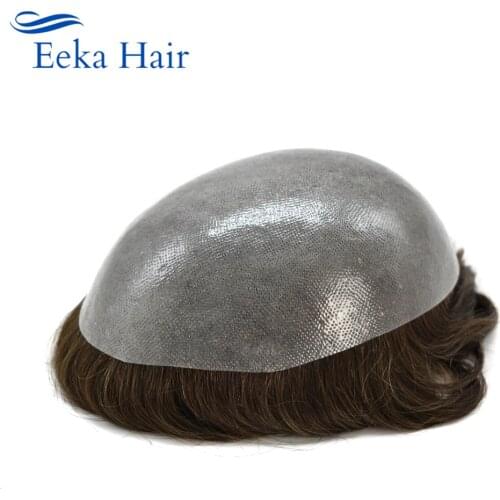 Full Poly Mens Toupee Easy Wear Thin Skin Medium Density Hair System Replacement Durable And Comfortable More Colors Men Wig