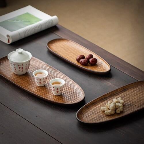 Japanese Style Natural Bamboo Tray For Teacup Teapot Tea Cake Dessert Irregular Handmade Bamboo Board For Home Office Teahouse
