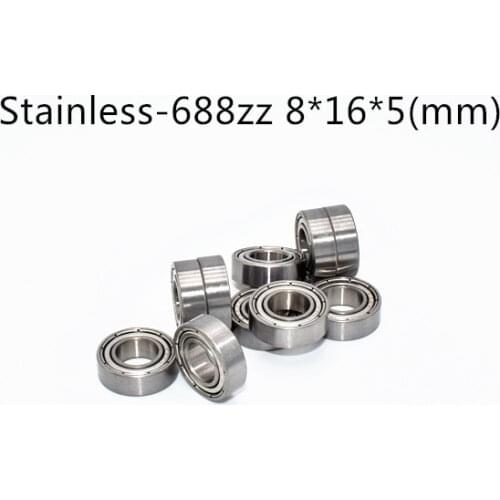S688ZZ Bearing 8*16*5 mm ( 10PCS ) ABEC-5 Stainless Steel Ball Bearings metal sealed S688Z S688 Z ZZ free shipping
