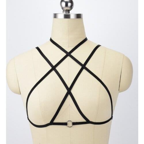Christmas gift Cheapest Body Harness Black Cupless Bra Women Fetish Cage Bra Crop Top Lingerie Bondage harness Crop Top Harness