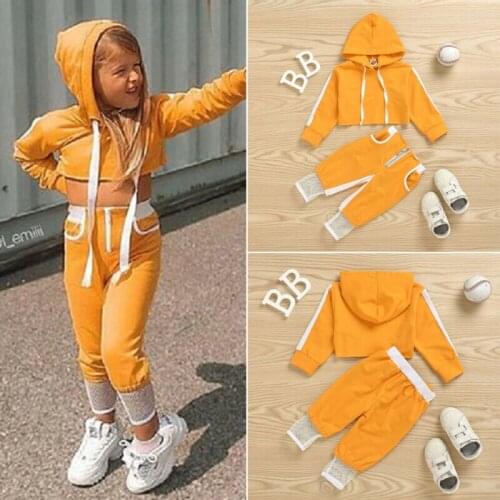 2PCS Brand-new Toddler Infant Baby Girls Clothes Sets Sport Clothes Hood Tops+Pants Tracksuit Outfit Children Kids Sets