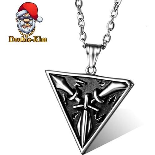 Three Sword Triangle Pendant Necklace Men Hiphop Street Culture Titanium Stainless Steel Fashion Trendy Necklace Man Jewelry