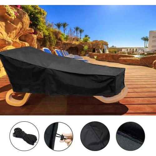 Waterproof Black Long Chair Cover Garden Terrace Recliner Cover Waterproof Recliner Recliner Protective Cover