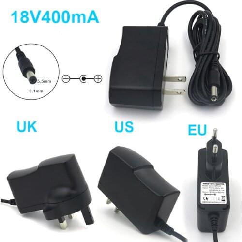 VORED 1PCS AC 100-240V to DC 18V 400mA Switch Power Supply Adapter Universal Charger US/EU/UK Plug with 1.5m Cable DC 5.5*2.1mm