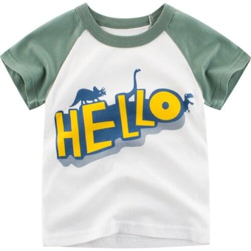 1-10T Hot Sale Toddler Kid Baby Boys Tees Summer HELLO Printing Short Sleeve T-shirts Summer Clothes Outfit
