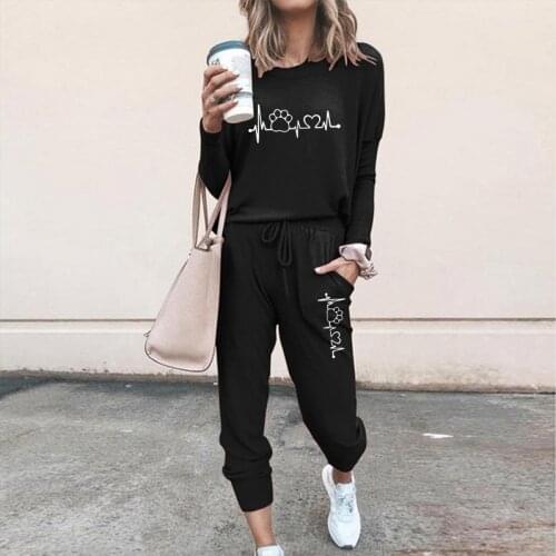 Women Sweatshirt Set Hoodie Casual Wear Women Funny Printed Hoodie Sweatshirts Pocket Long Sleeve Pullovers Hoodies Suit