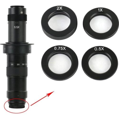 0.5X 0.75X 1X 1.5X 2.0X Barlow Auxiliary Lens 180X 300X Zoom C-mount Precision Parallel Optical Lens Objective Glass Lens