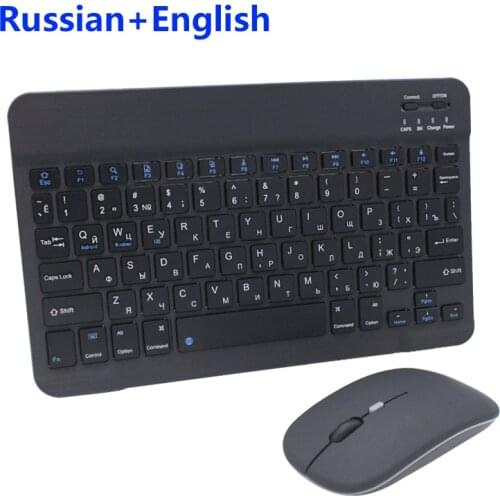 10 Inch Wireless Keyboard Bluetooth Keyboard Mouse Combos Russian Bluetooth Keyboard Rechargeable For ipad Phone Tablet Laptop