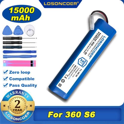 100% Original LOSONCOER 3300mAh Replacement Robot Vacuum Cleaner Battery For 360 S6 Battery