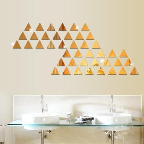 100pcs/lot Mini Round/Heart/Triangle/Square Mirror Wall Sticker Acrylic Stickers DIY 3D Decal Kids Bedroom Livingroom Home Decor
